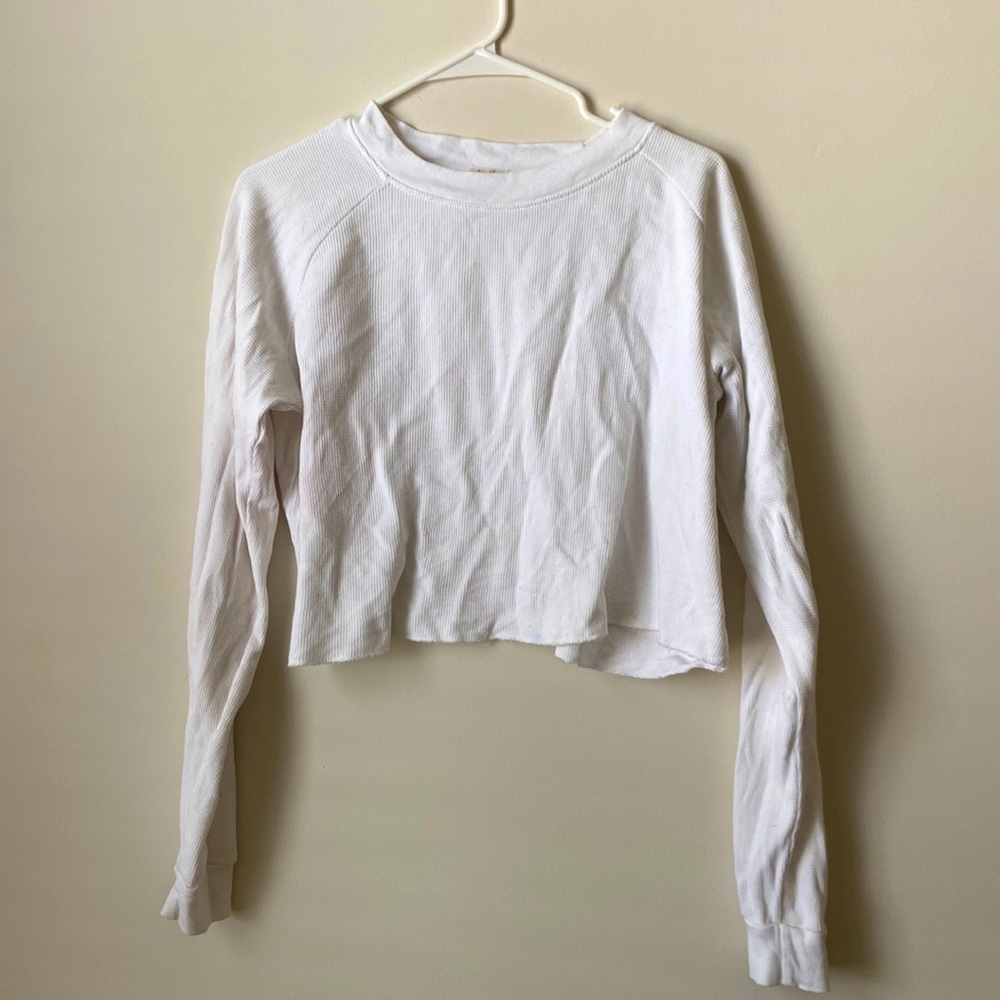 Brandy Melville Waffle Crop Long Sleeve Tee